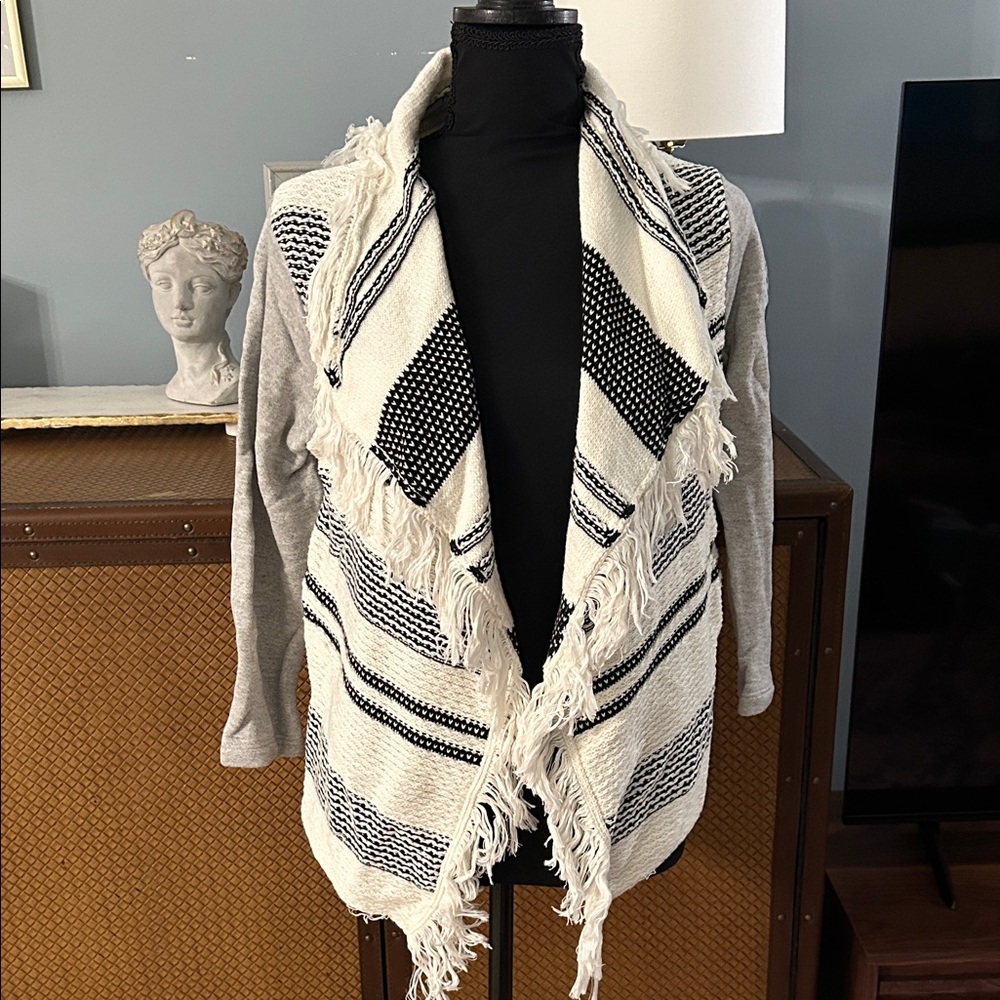 Dolan Gray and White Striped Cardigan